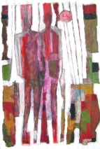Zwei Figuren im Spiegel 40x60
